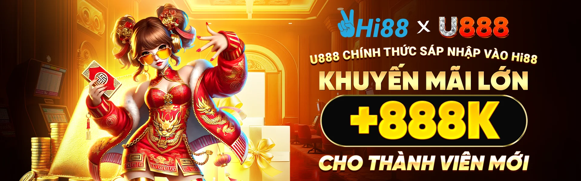 Banner U888 chính thức sáp nhập Hi88 khuyến mãi khủng